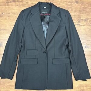 Banana Republic $320 Womens 6 Black Lido Italian Wool Long Blazer Capsule Luxury